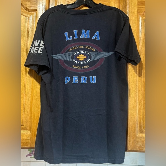 Vintage 1997 Harley-Davidson Ride Free Live Free Lima Peru Biker T-Shirt Large - Picture 10 of 12